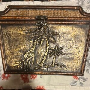 2 Decorative Giraffe and Palm Tree Wall Box with latch